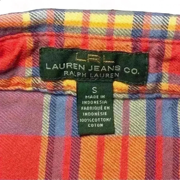 Lauren Jeans Co LRL- multi-colored plaid button down- Women’s Small - Picture 4 of 4